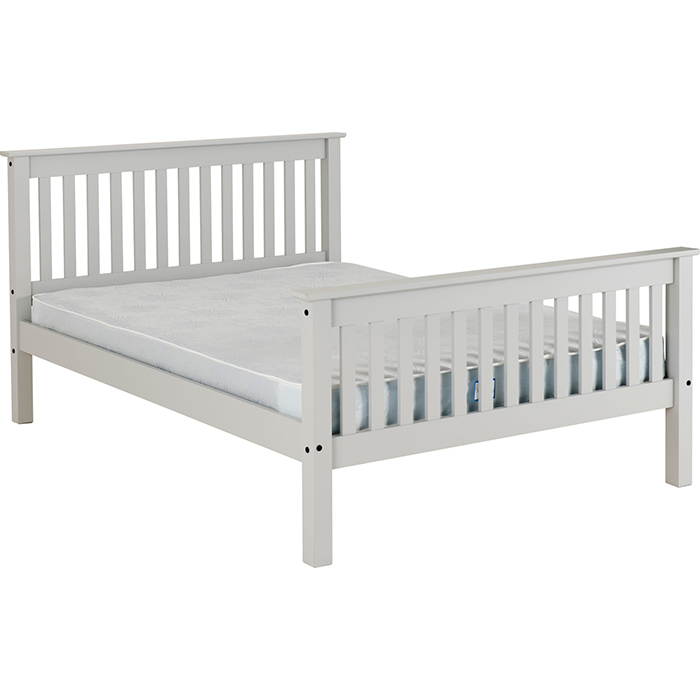 Monaco 4'6" Bed High Foot End In Grey - Click Image to Close